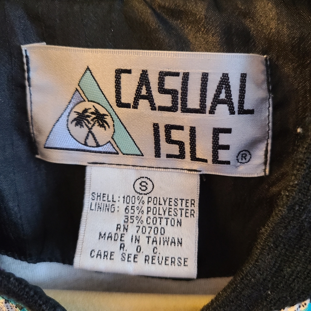 Vintage Casual Isle Colorful Print Bomber Jacket Womens Size Small, Bust 21.5" - Picture 4 of 9